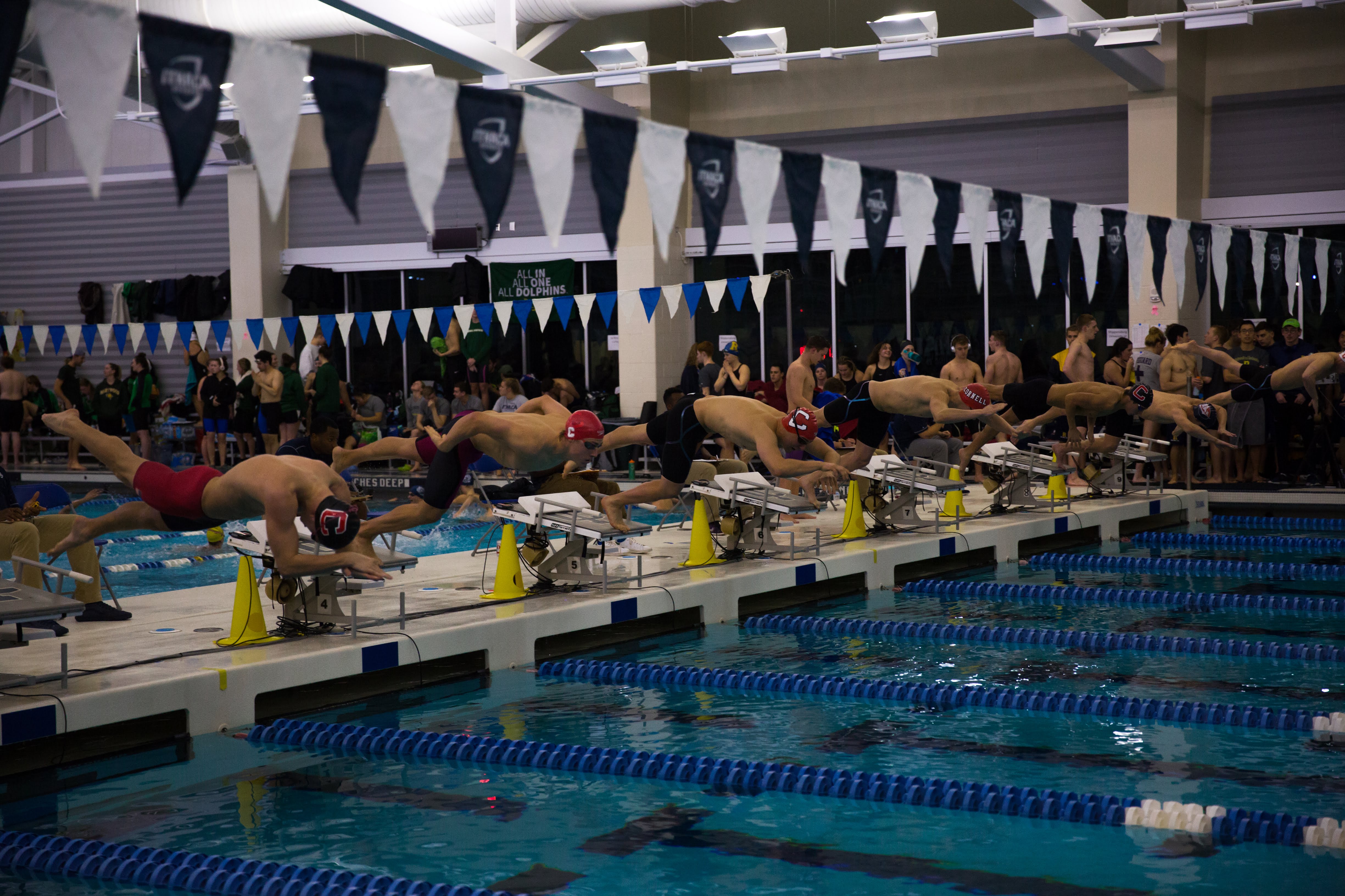Diving into the 500 yard freestyle at one of our championship meets